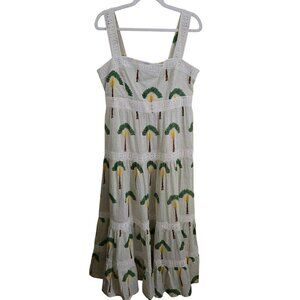 Calypso St.  Barth NWT Tropical Palm Tree Crochet Lace Tiered Maxi Dress Size L
